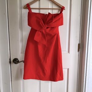 Red strapless dress